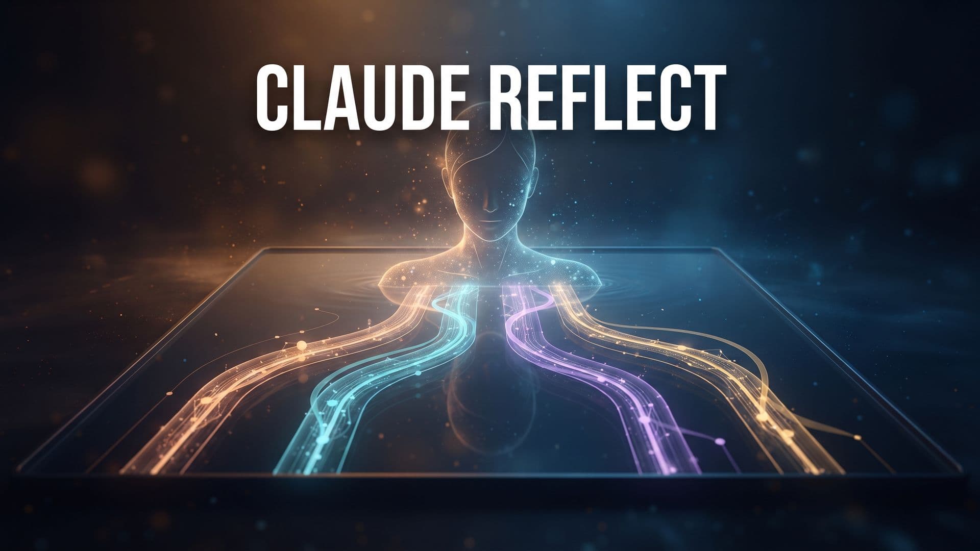 Claude Reflect -kansikuva, jossa teksti CLAUDE REFLECT ja peilipinnasta neljään virtaavaa dataa.