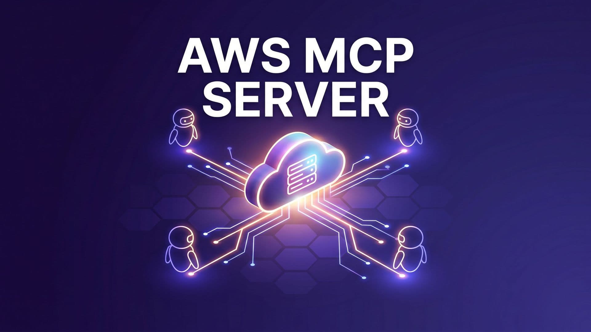 AWS MCP Server -magasiinimuotokuva: pilvipalvelimen kuvake yhdistettynä kolmeen agenttisiluettiin