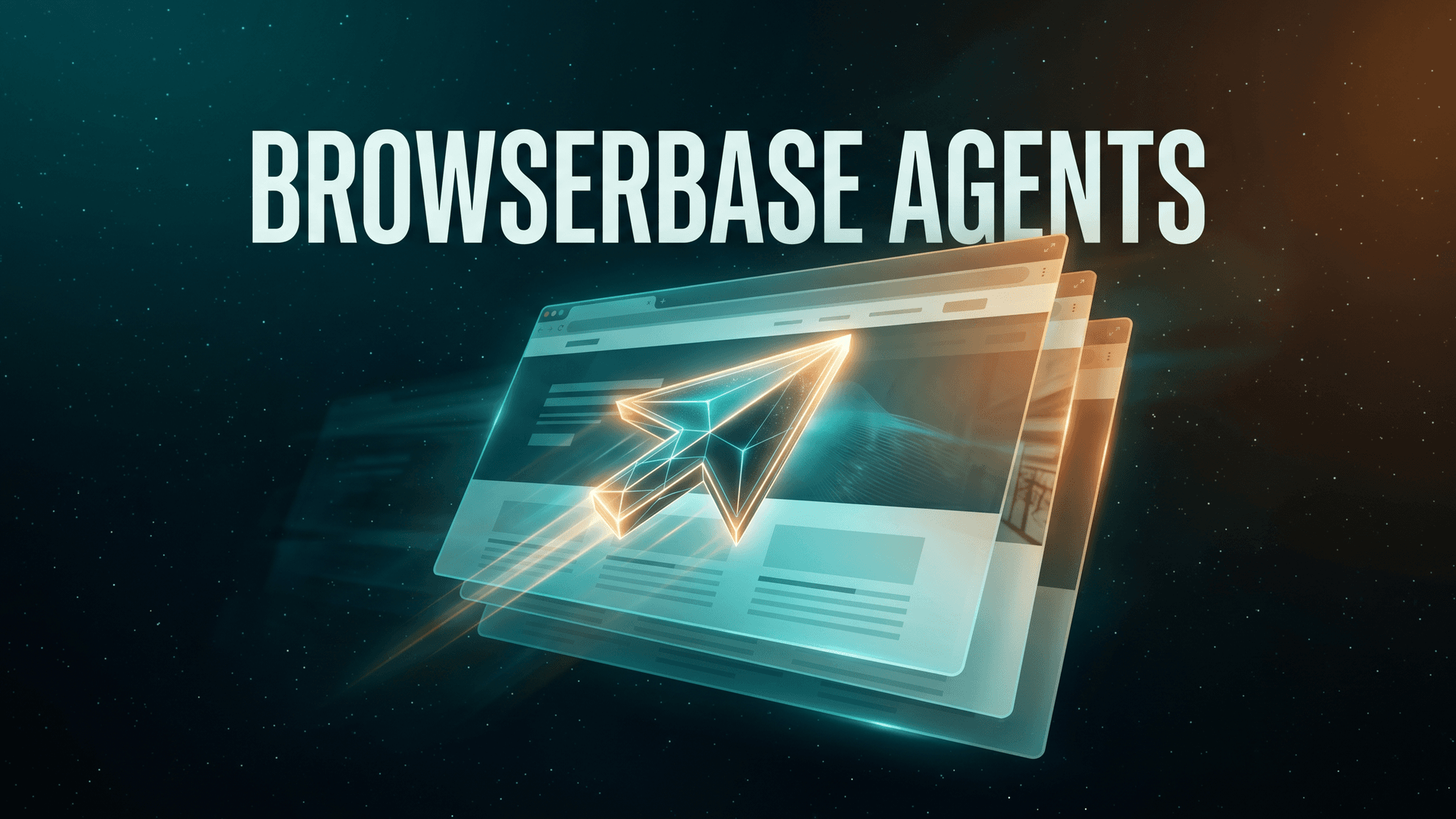 Selainagentti navigoi verkkosivuja avaruudessa, otsikkona Browserbase Agents