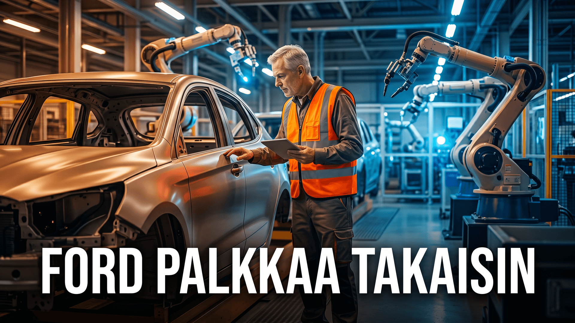 Ford palkkaa takaisin -aiheinen kansikuva autotehtaalta