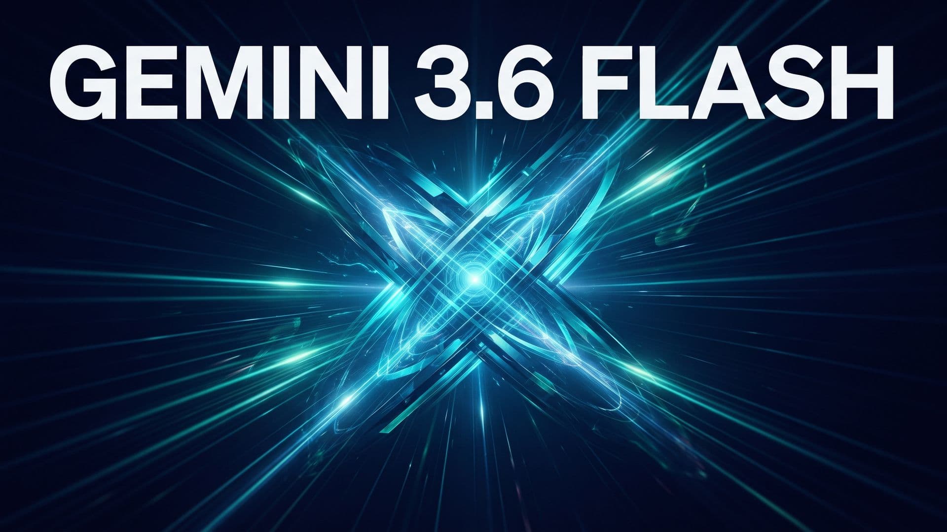 Gemini 3.6 Flash -juliste, jossa nopeuden ja tehokkuuden tunnelma tummalla taustalla
