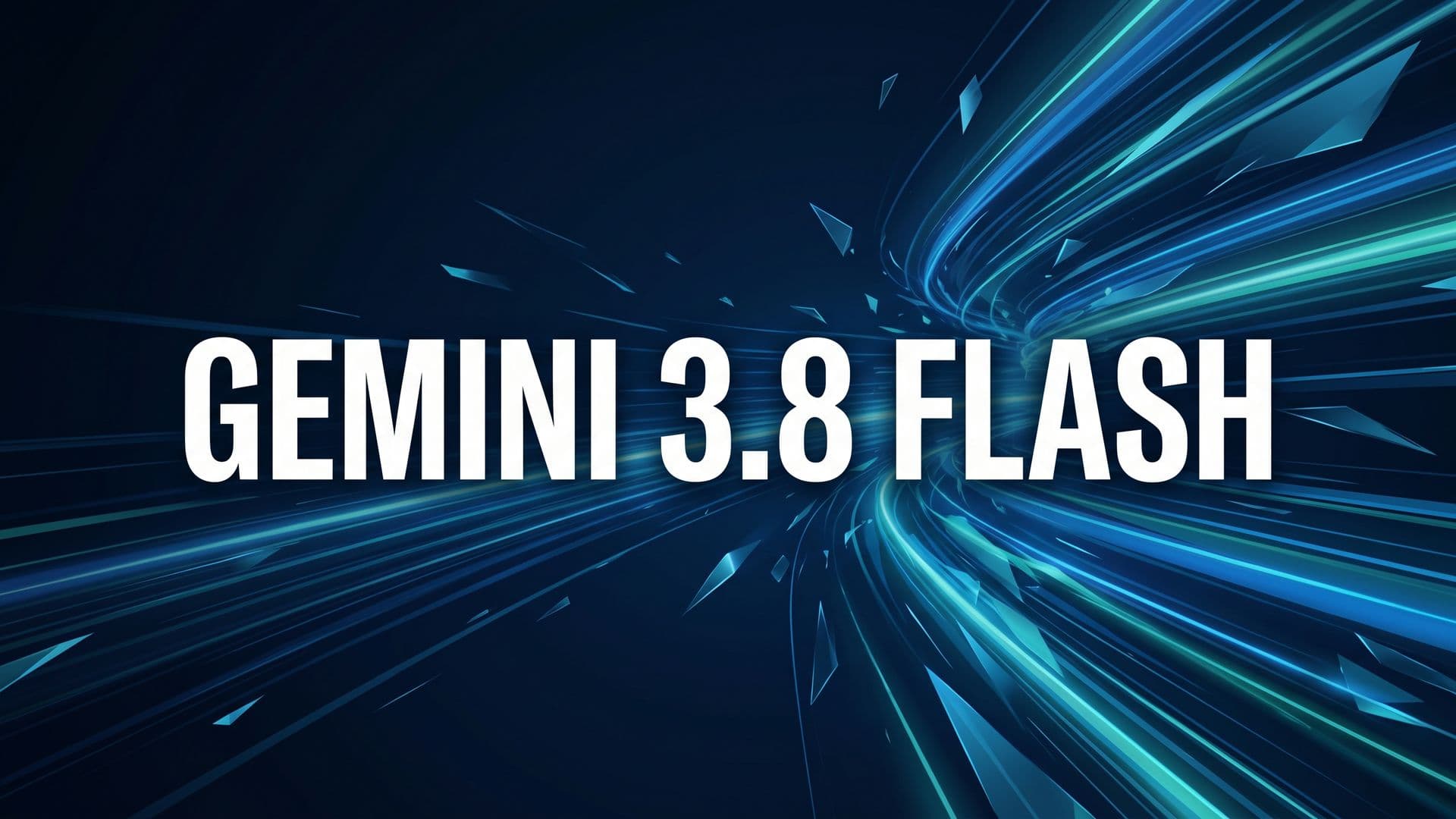 Sinisävyinen nopeusgrafiikka, jossa teksti Gemini 3.8 Flash