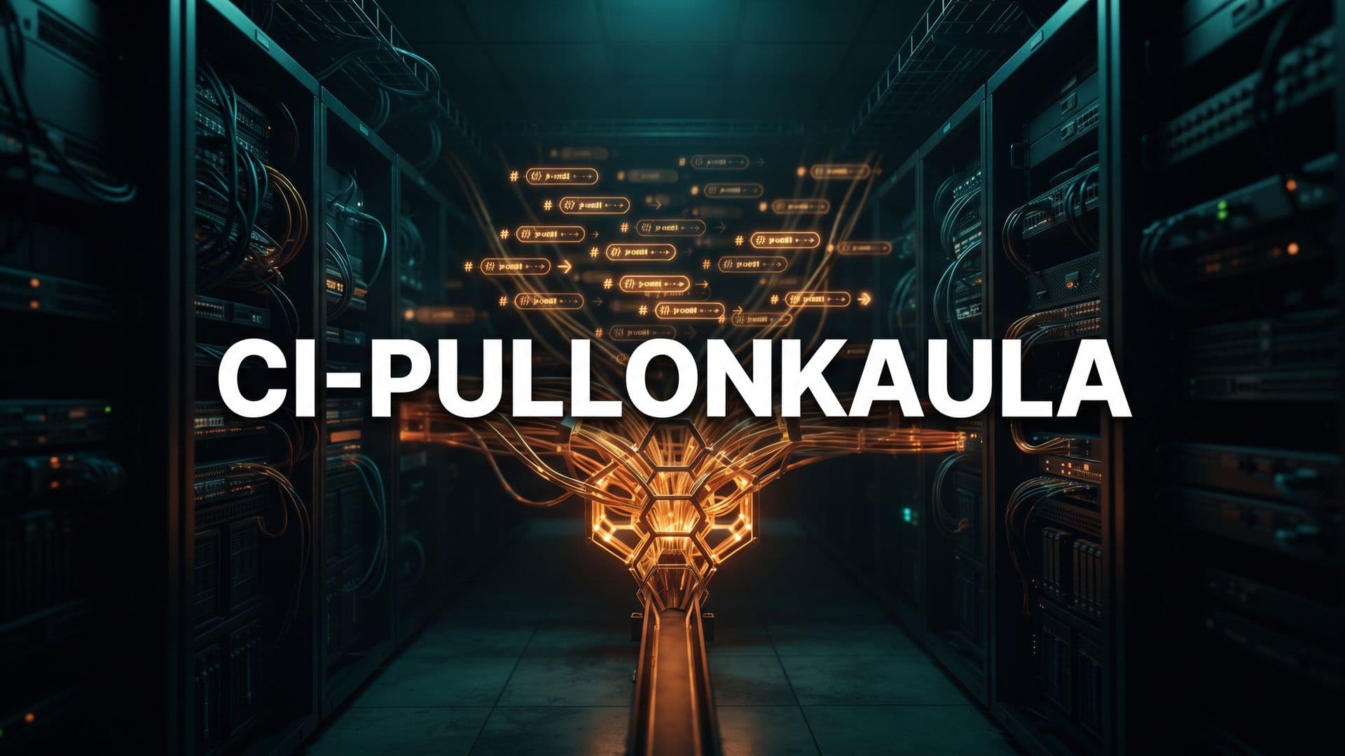 Palvelinsalin käytävä kapenee hehkuvaksi pullonkaulaksi, teksti CI-pullonkaula