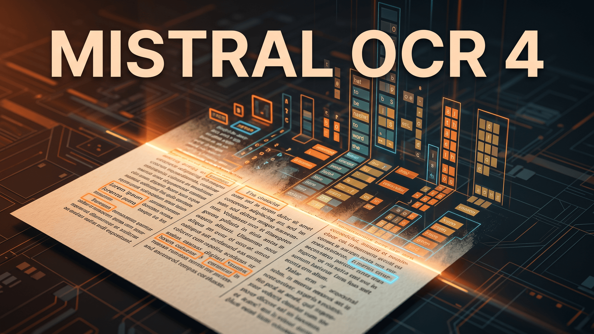 Paperidokumentti hajoaa rakenteisiksi datalohkoiksi, teksti Mistral OCR 4