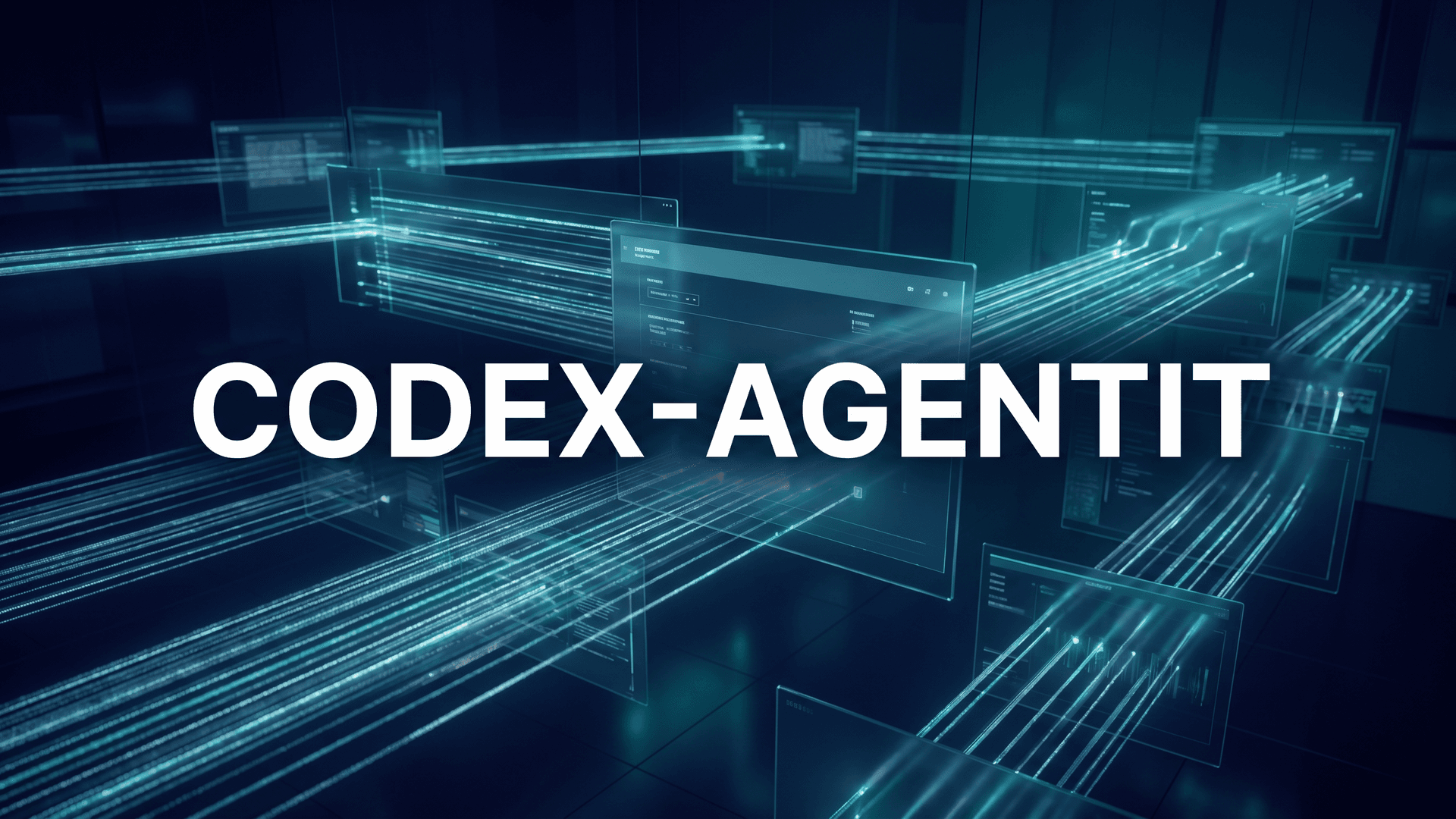 Editorial-kuva: rinnakkaisia tekoälyagenttien tehtävävirtoja ohjaushuoneessa, teksti Codex-agentit.