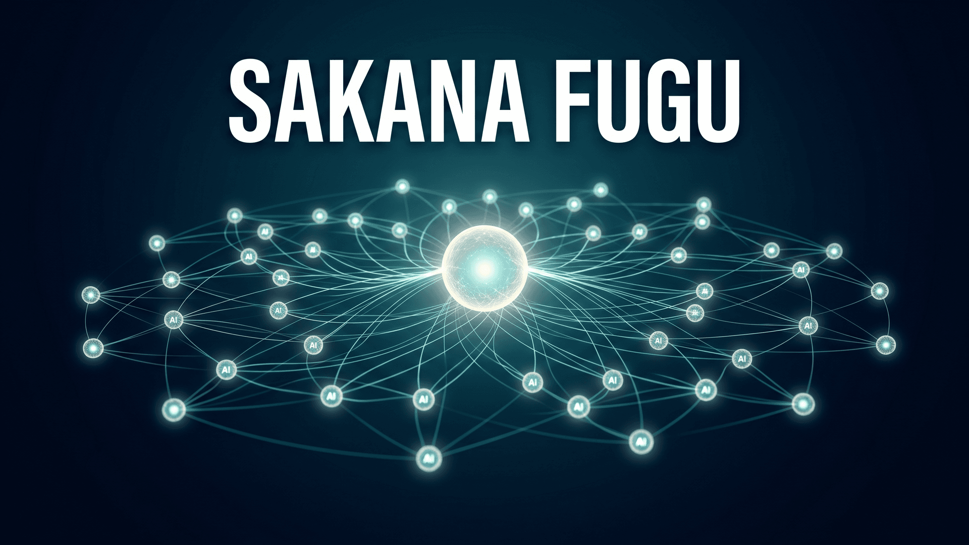 Sakana Fugu -julkaisun pääkuva, jossa keskeinen valo-orkesterinjohtaja ohjaa useita tekoälymalleja.