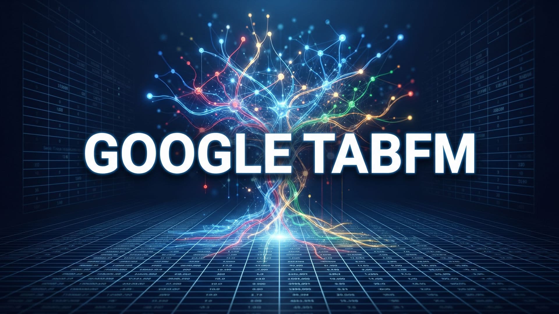 Google TabFM -perusmalli taulukkodatalle, editoriaalinen kansikuva tekstillä