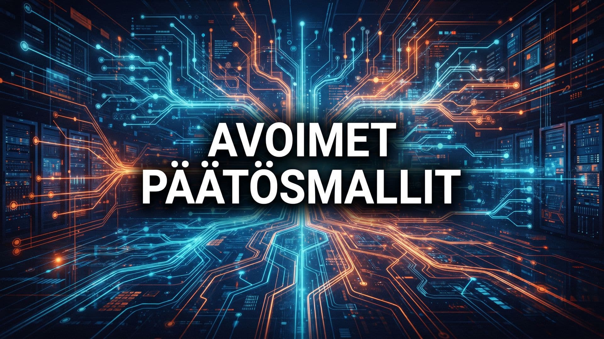 Hehkuva päätöspolkujen verkosto ja teksti Avoimet päätösmallit